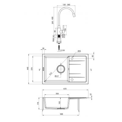 Deante Corio zlewozmywak z baterią szary ZRCPS113