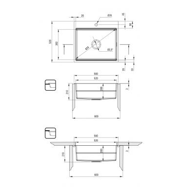 Deante Magnetic zlewozmywak stalowy 56x52 cm stal szczotkowana ZRM_010A