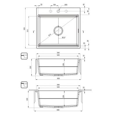 Deante Magnetic zlewozmywak granitowy 56x52 cm biały ZRM_A10A