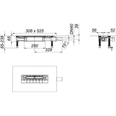 Dallmer DallFlex korpus odpływu liniowego Plan DN 40 570017