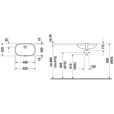 Duravit D-Code umywalka 49,5x29 cm prostokątna podblatowa biała 0338490000