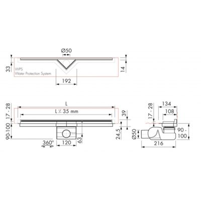 Easy Drain S-Line High odpływ prysznicowy 70 cm liniowy stal szlachetna szczotkowana S-LINE-700-HOOG