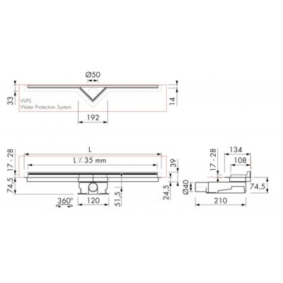 Easy Drain S-Line High odpływ prysznicowy 70 cm liniowy stal szlachetna szczotkowana S-LINE-700-HOOG
