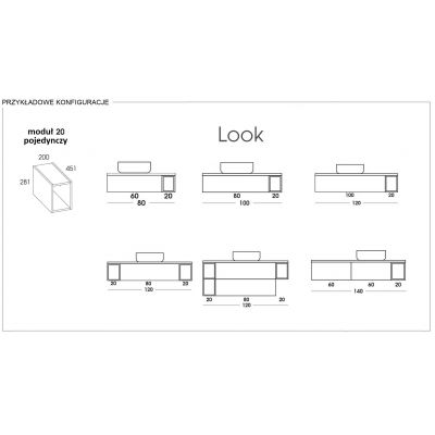 Elita Look szafka 20x45,1x28,1 cm boczna wisząca dąb canela RE110201027050