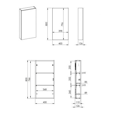 Elita For All szafka 40x12,6x80 cm boczna wisząca biała RE140400068060