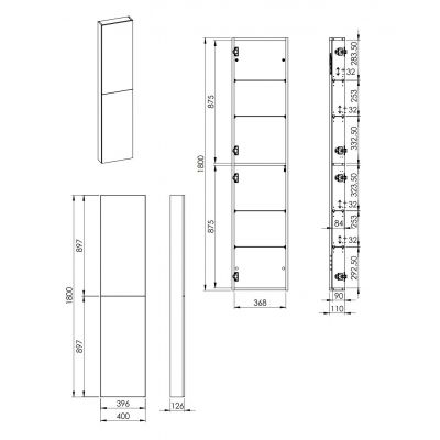 Elita For All szafka 40x12,6x180 cm boczna wisząca stone matt RE030400067040