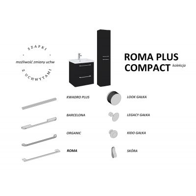 Elita Roma Plus Compact zestaw umywalka z szafką 50 cm wiszący biały połysk/czarny mat 168518