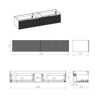 Elita Soho Slim szafka 160x45,3x31,8 cm podumywalkowa wisząca forest green matt RE081604047010