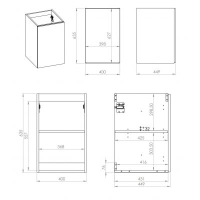 Elita Look szafka 40x44,9x63,5 cm boczna wisząca dąb canela RE080400027050