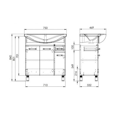 Elita Sunn umywalka z szafką 75 cm białą RE169193008060
