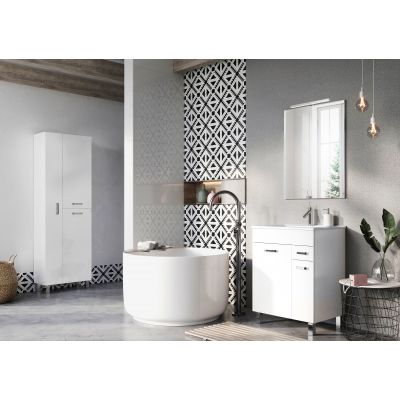 Elita Sunn szafka 60x34,1x182 cm boczna stojąca biały połysk RE169203008060