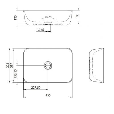 Elita Reni umywalka 45,5x32,5 cm prostokątna nablatowa biała RE040800038060