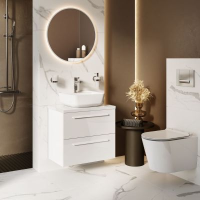 Elita Tonia umywalka 39x39 cm kwadratowa nablatowa biała RE040390138060