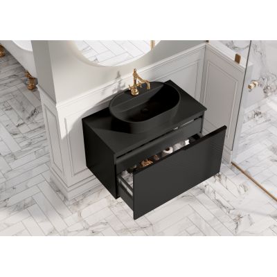 Elita Babette umywalka 62x41,2 cm owalna nablatowa black matt RE040620017160