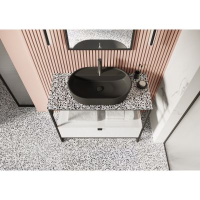 Elita Babette umywalka 62x41,2 cm owalna nablatowa black matt RE040620017160