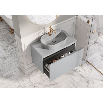 Elita Babette umywalka 62x41,5 cm owalna nablatowa szary/kamień 145102