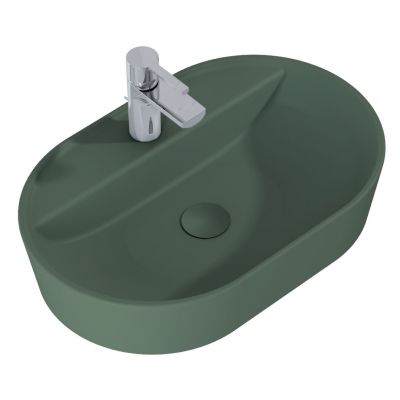 Elita Babette umywalka 62x41,2 cm owalna nablatowa zielona 146043