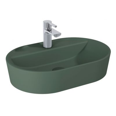 Elita Babette umywalka 62x41,2 cm owalna nablatowa zielona 146043