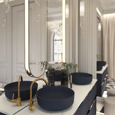 Elita Lorca umywalka 41,5x41,5 cm okrągła nablatowa navy blue matt RE040420047030