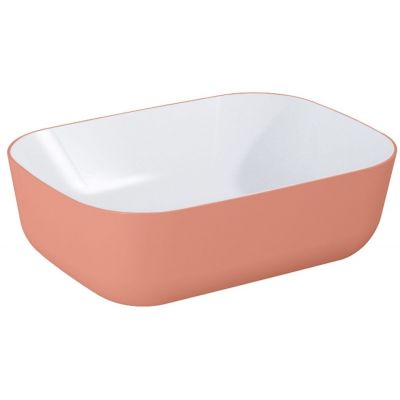 Elita Reni umywalka 45,5x32,5 cm prostokątna nablatowa biały połysk/terra pink mat RE040460896100