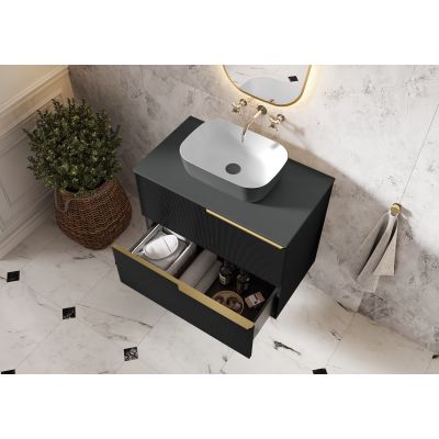 Elita Reni umywalka 45,5x32,5 cm prostokątna nablatowa biały połysk/antracyt mat RE040460896130