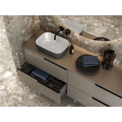 Elita Reni umywalka 45,5x32,5 cm prostokątna nablatowa biały połysk/antracyt mat RE040460896130