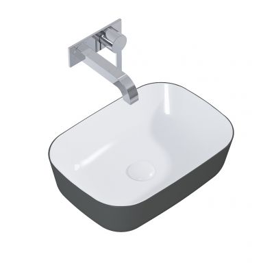 Elita Reni umywalka 45,5x32,5 cm prostokątna nablatowa biały połysk/antracyt mat RE040460896130