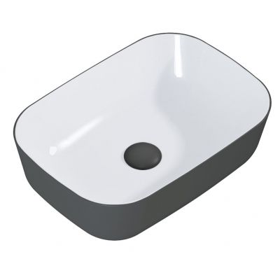 Elita Reni umywalka 45,5x32,5 cm prostokątna nablatowa biały połysk/antracyt mat RE040460896130