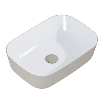 Elita Reni umywalka 45,5x32,5 cm prostokątna nablatowa biały połysk/fume mat RE040460896140