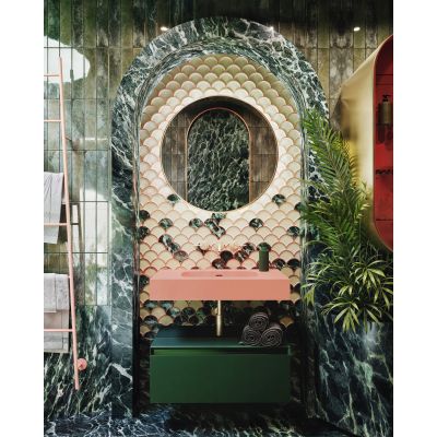 Elita Dimple umywalka 80,6x46 cm prostokątna ścienna terra pink matt RE040800026600