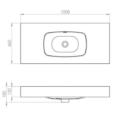 Elita Dimple umywalka 100,8x46 cm prostokątna ścienna fume matt RE041000027020