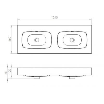 Elita Dimple umywalka 121x46 cm prostokątna ścienna-podwójna white matt RE041200025290