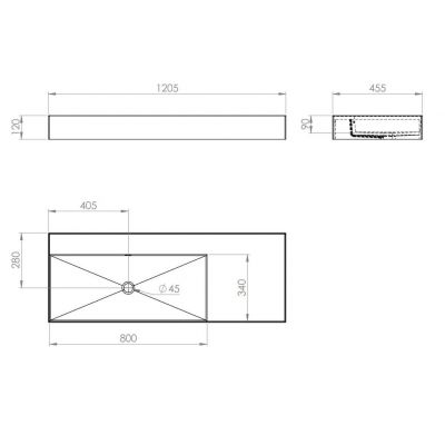 Elita Level umywalka 120,5x45,5 cm prostokątna ścienna lewa white matt RE041461195290