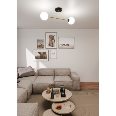 Emibig Magnum lampa podsufitowa 2x10W czarny/złoty/opal 1233/2