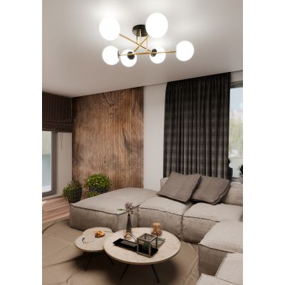 Emibig Magnum lampa podsufitowa 6x10W czarny/złoty/opal 1233/6