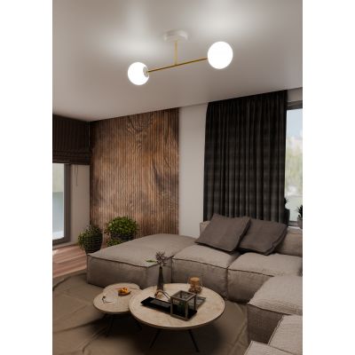 Emibig Magnum lampa podsufitowa 2x10W biały/złoty/opal 1234/2