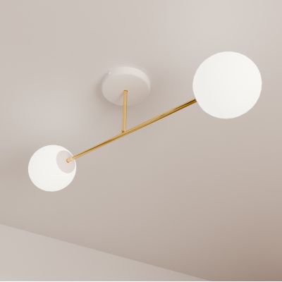 Emibig Magnum lampa podsufitowa 2x10W biały/złoty/opal 1234/2