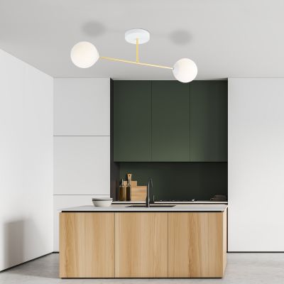 Emibig Magnum lampa podsufitowa 2x10W biały/złoty/opal 1234/2