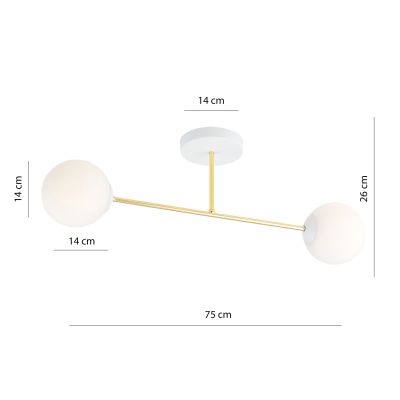 Emibig Magnum lampa podsufitowa 2x10W biały/złoty/opal 1234/2