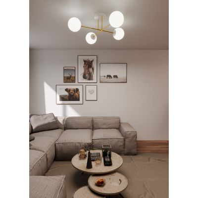 Emibig Magnum lampa podsufitowa 4x10W biały/złoty/opal 1234/4