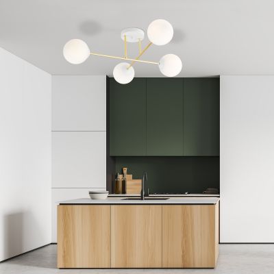 Emibig Magnum lampa podsufitowa 4x10W biały/złoty/opal 1234/4