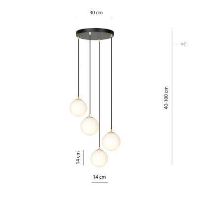 Emibig Royal lampa wisząca 4x W czarna-złota 1243/4