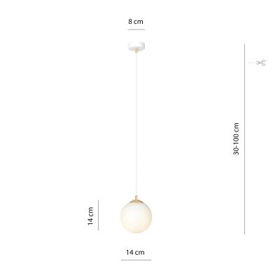 Emibig Royal lampa wisząca 1x10 W biała/złota 1244/1