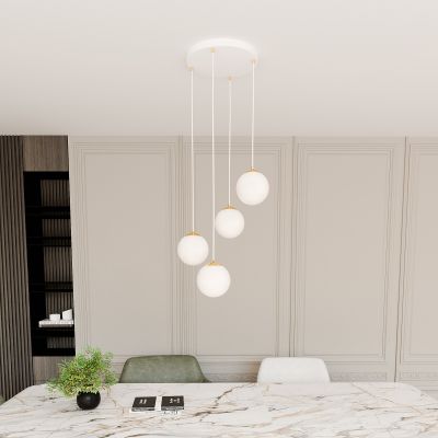 Emibig Royal lampa wisząca 4x10 W biała-złota 1244/4