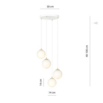 Emibig Royal lampa wisząca 4x10 W biała-złota 1244/4