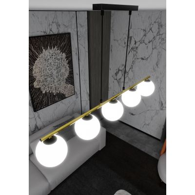 Emibig Allora lampa wisząca 5x10 W czarny/szkło mleczne 1254/5