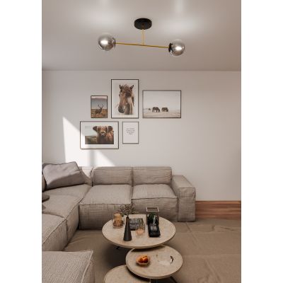 Emibig Magnum lampa podsufitowa 2x10W czarny/złoty/grafit 1269/2