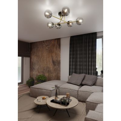 Emibig Magnum lampa podsufitowa 6x10W czarny/złoty/grafit 1269/6