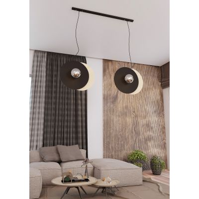 Emibig Soho lampa wisząca 4x10 W czarna-drewno 1302/4