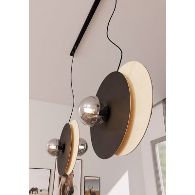 Emibig Soho lampa wisząca 4x10 W czarna-drewno 1302/4